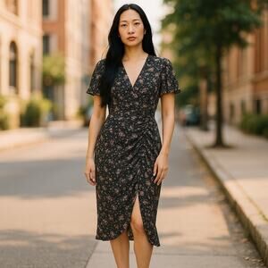 Pretty Little Thing V Neck Split Midi Dress Size 4